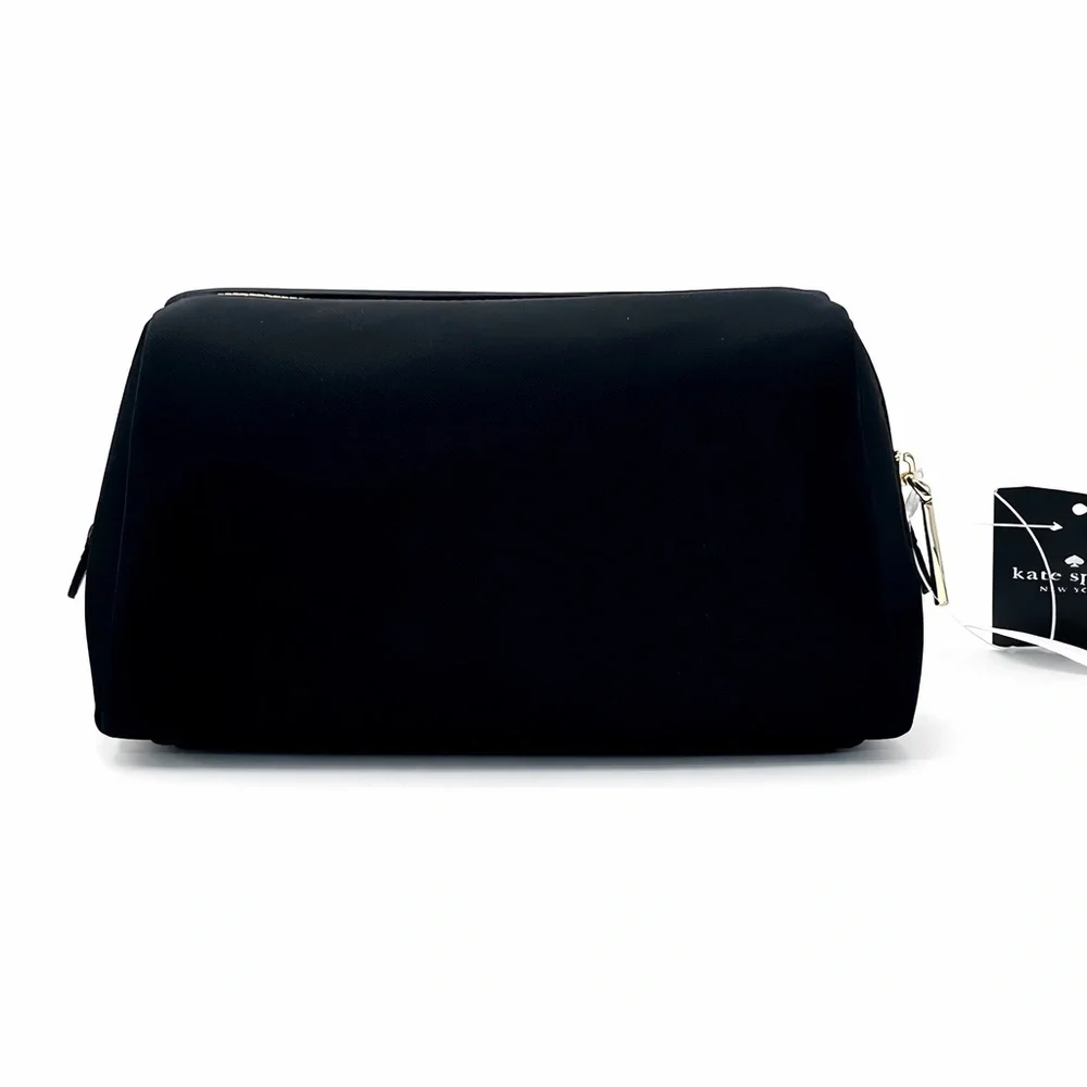 Kate Spade Black Nylon Cosmetic Bag Travel Makeup Pouch Organizer Designer Style
